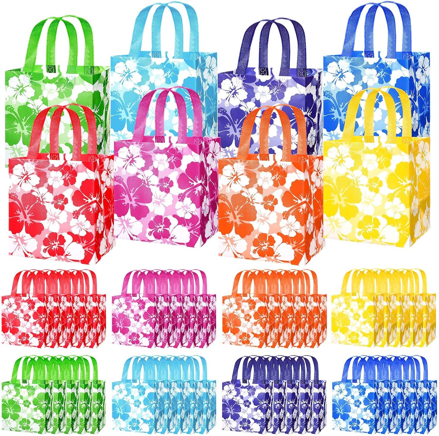 Teling 48 Pcs Hibiscus Gift Bags with Handles