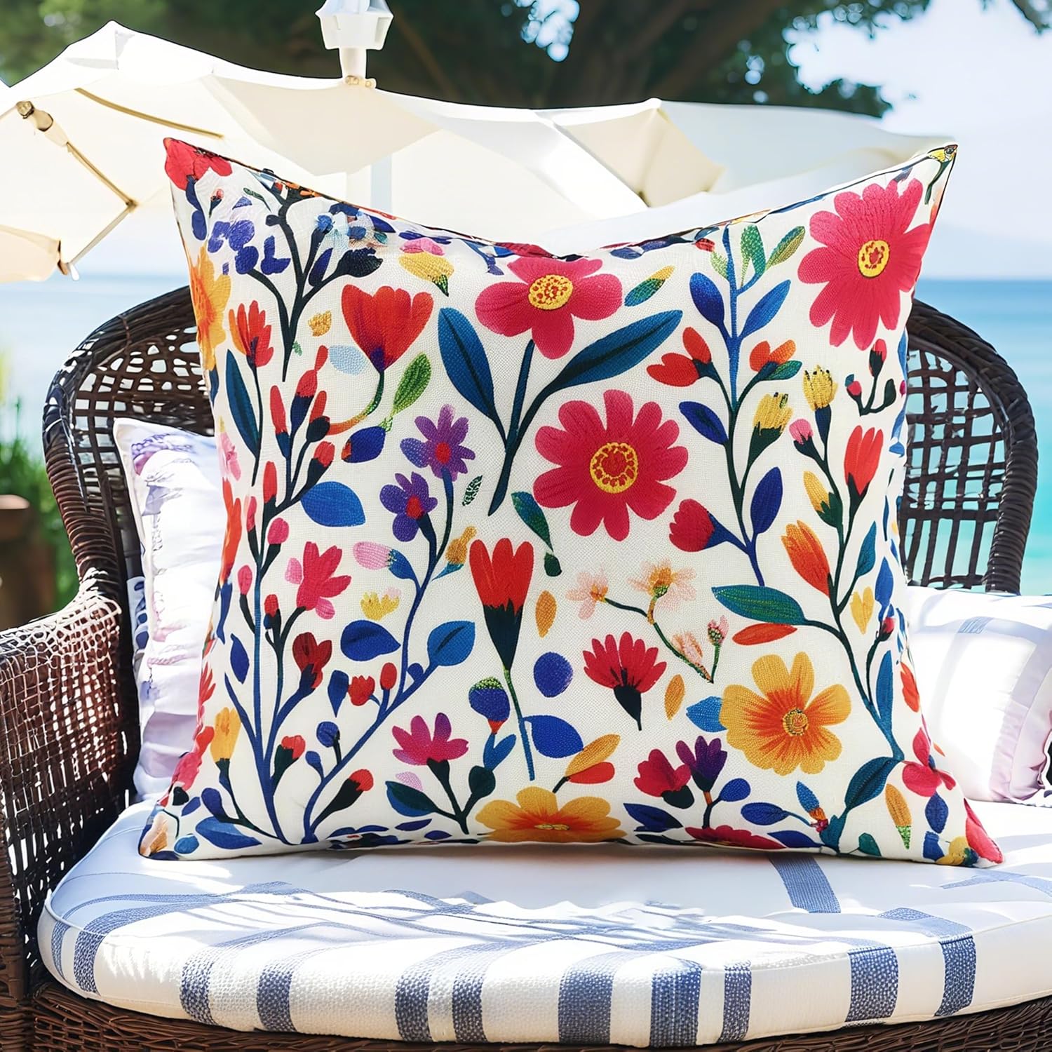 Floral Print Outdoor Pillow Covers Set of 2