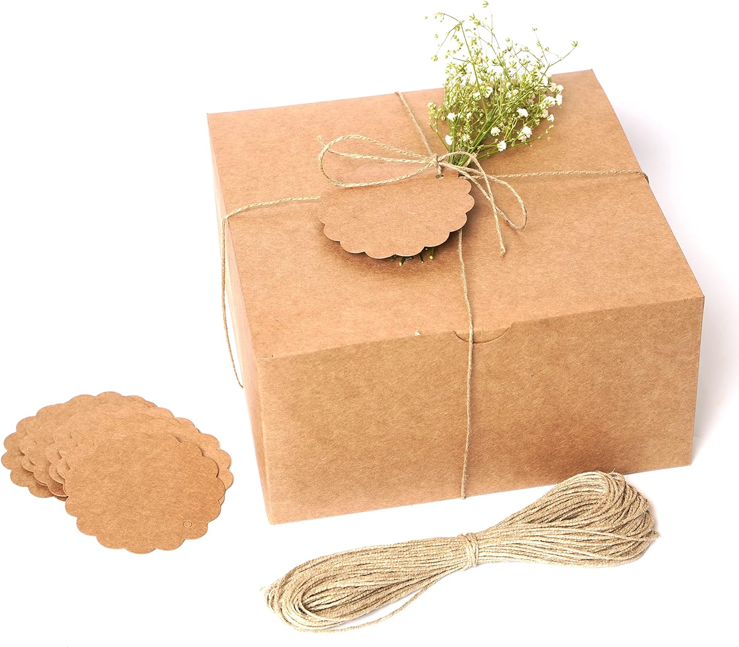 Mudrit Kraft Gift Boxes 10 Pack 8x8x4 Inches