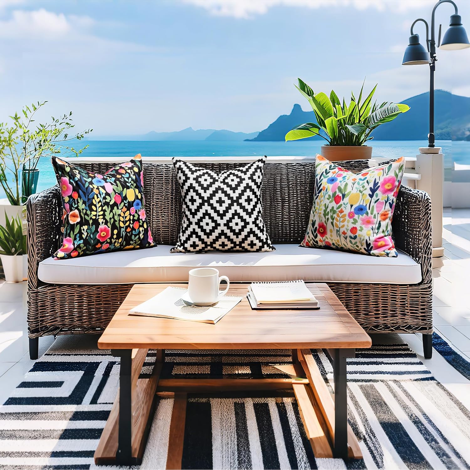 Cythasily Outdoor Pillow Covers 18x18 Inch 2 Sets Floral