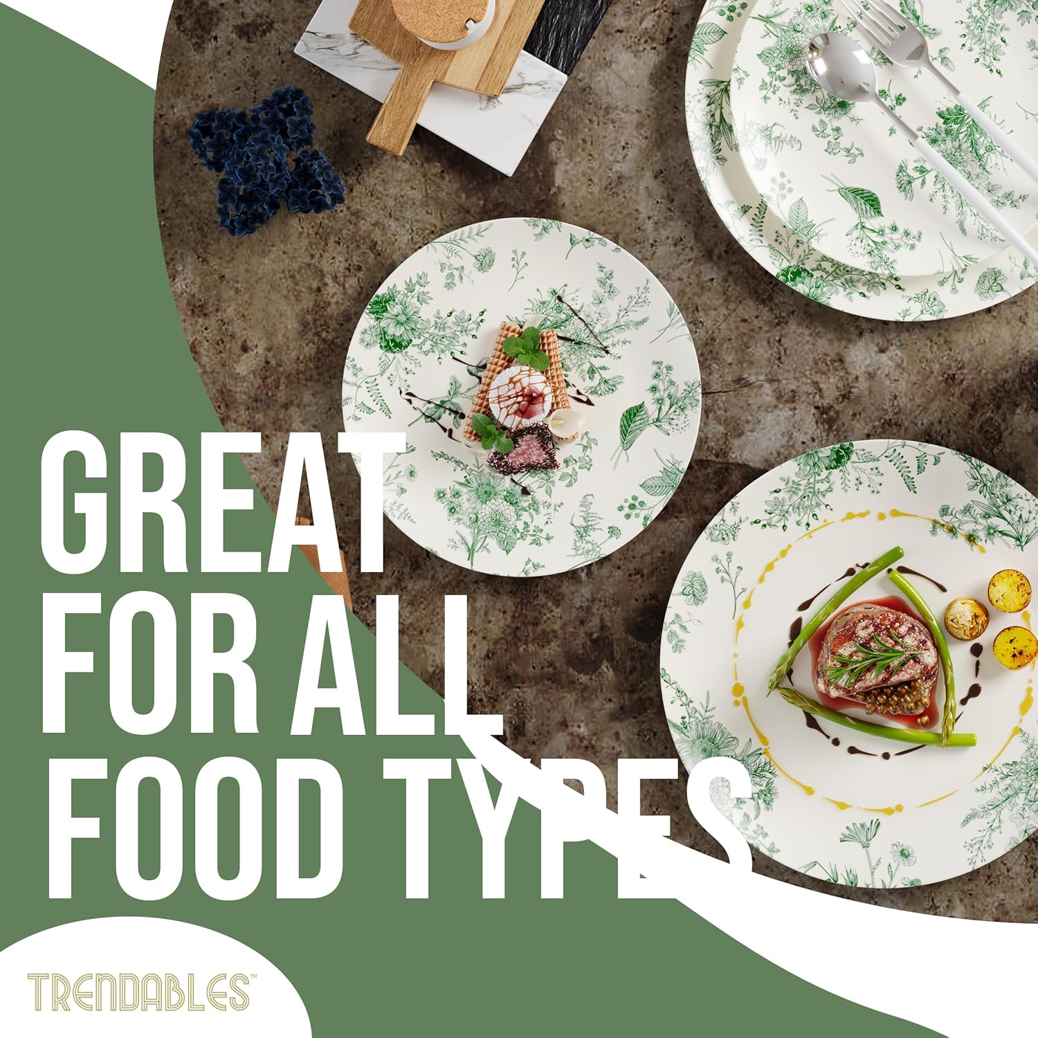 Trendables 80 Piece Plastic Disposable Plates Set