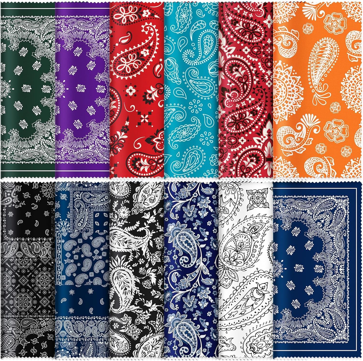 24 Pcs Microfiber Cleaning Cloths Paisley Pattern
