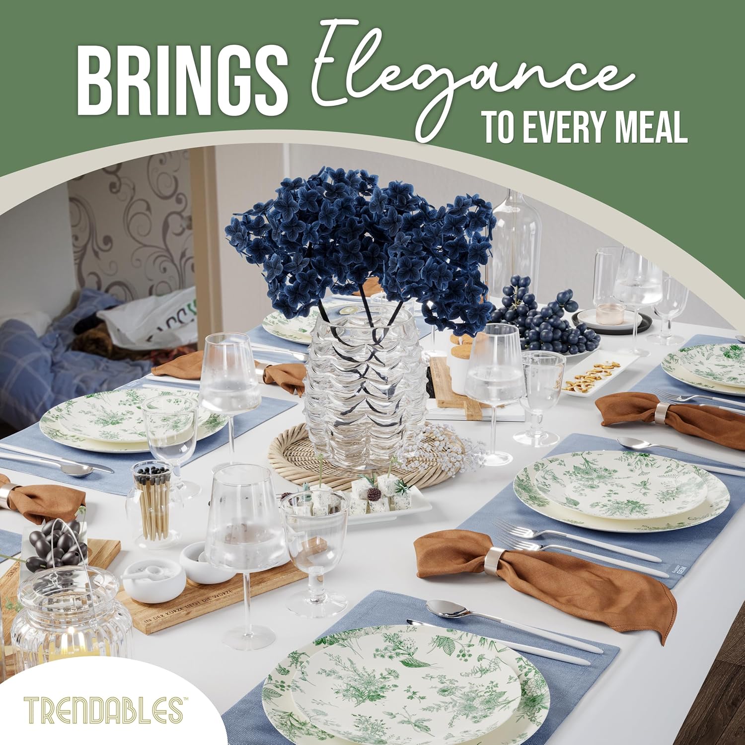 Trendables 80 Piece Plastic Disposable Plates Set