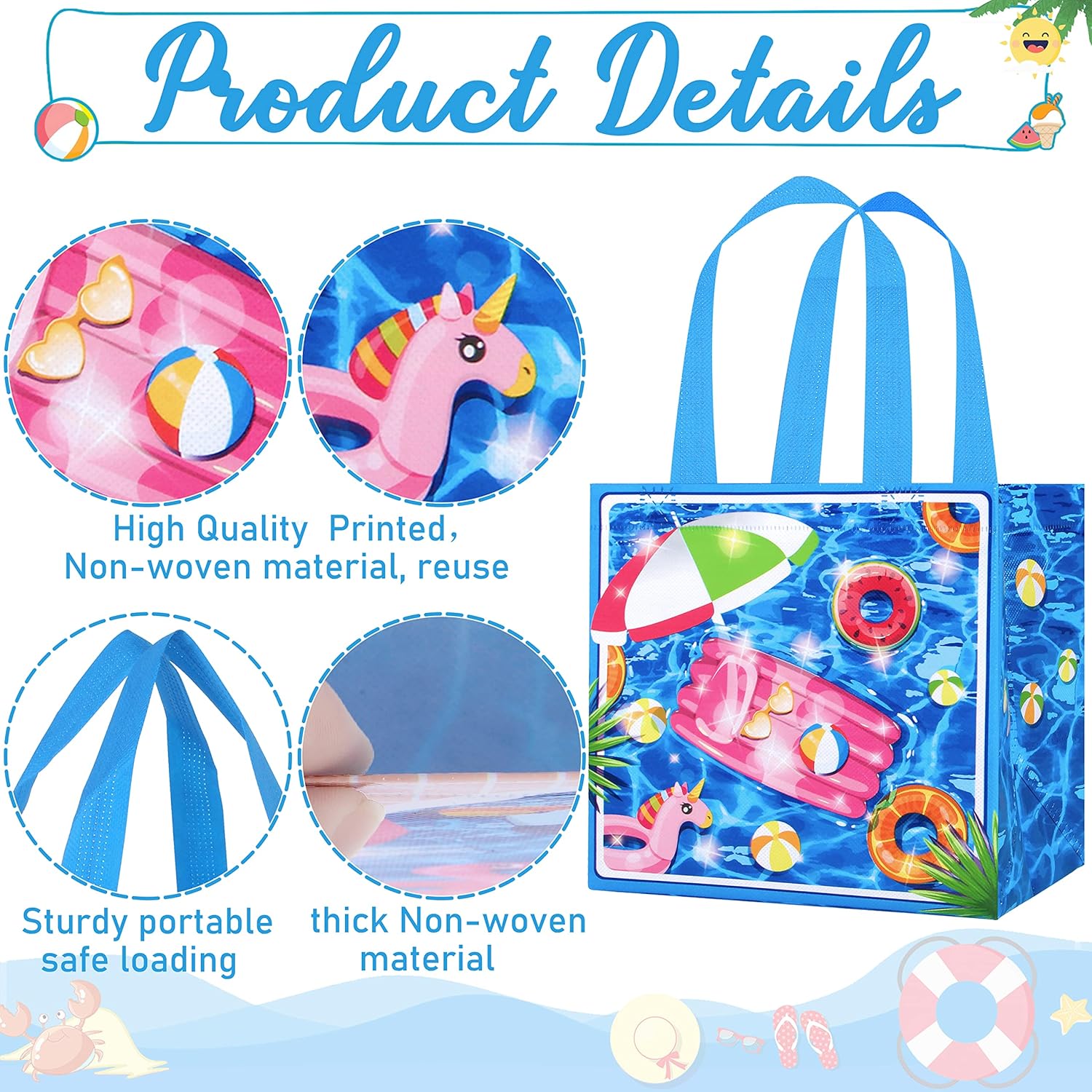 12Pcs Summer Beach Gift Bags with Handles