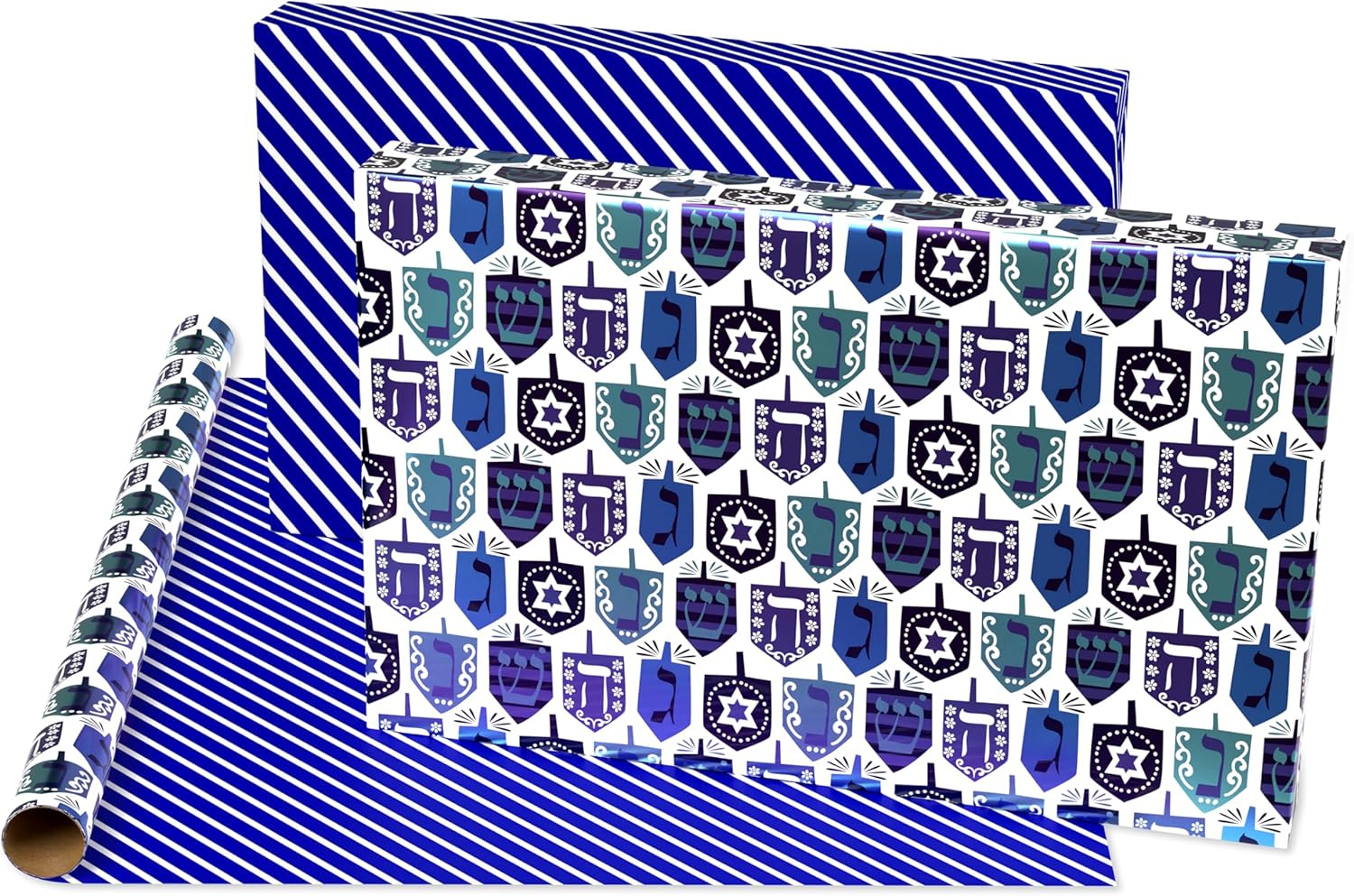American Greetings Reversible Hanukkah Wrapping Paper 4 Rolls 120 Sq Ft