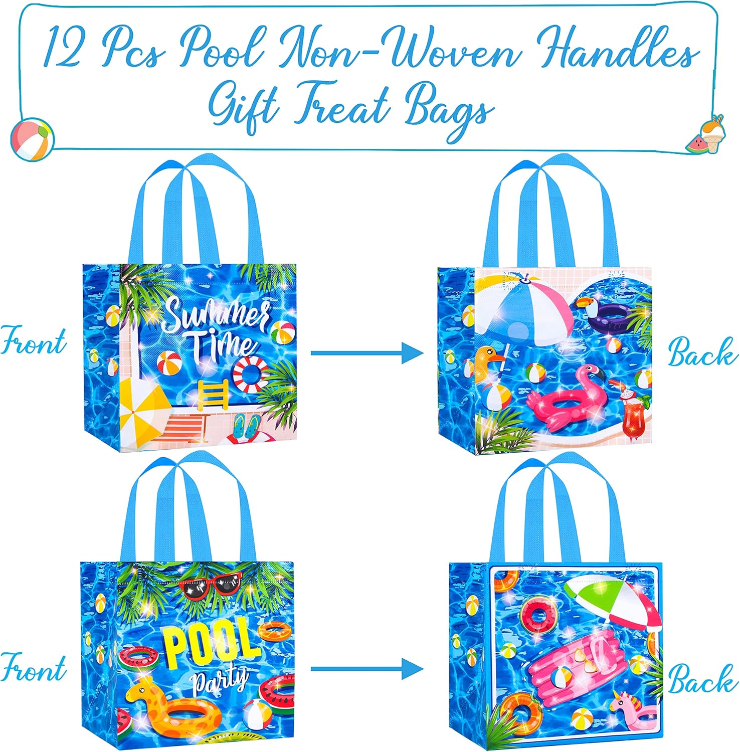 12Pcs Summer Beach Gift Bags with Handles