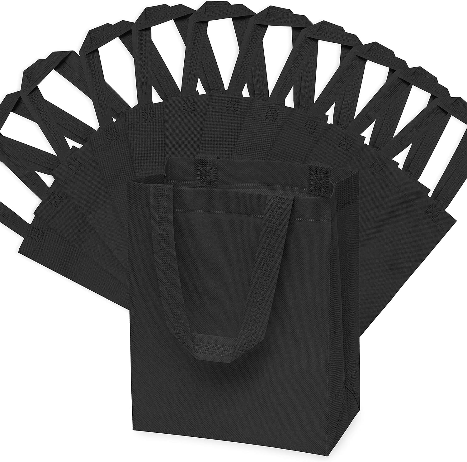 Zenpac Reusable Black Gift Bags with Handles 8x4x10 12 Pack