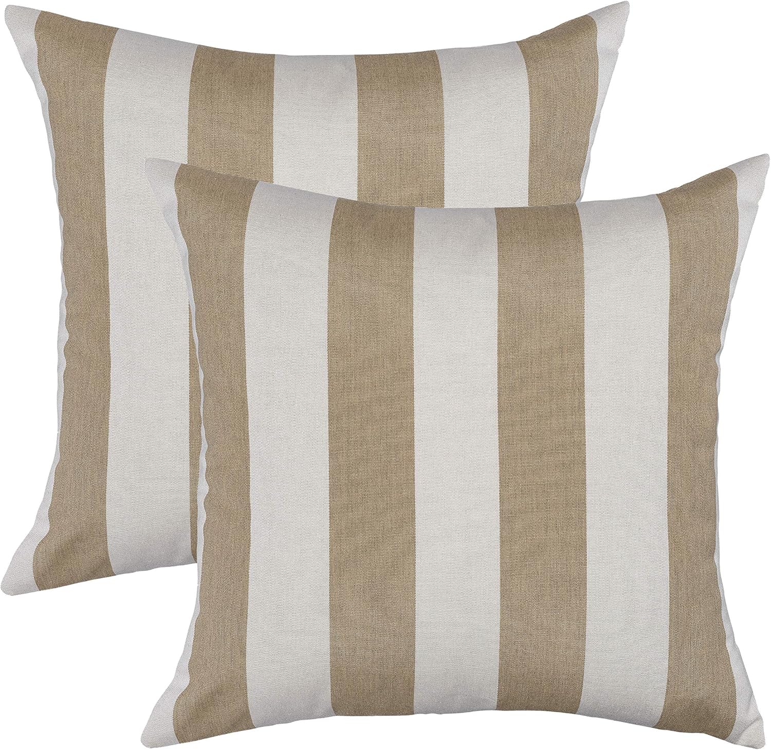 Sunbrella Maxim Heather Beige Stripe Pillow Set 20x20 Square Set of 2